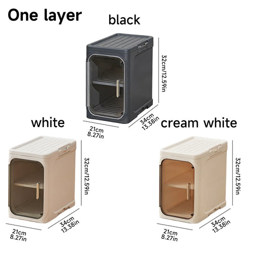 UFORU 4-Tier Tall Narrow Storage Cabinet, Plastic Slim Storage Organizer with Doors and Adjustable Shelves, Wheels, Stackable & Collapsible Storage Cabinet for Small Spaces, Bathroom, Kitchen FathersDayGift