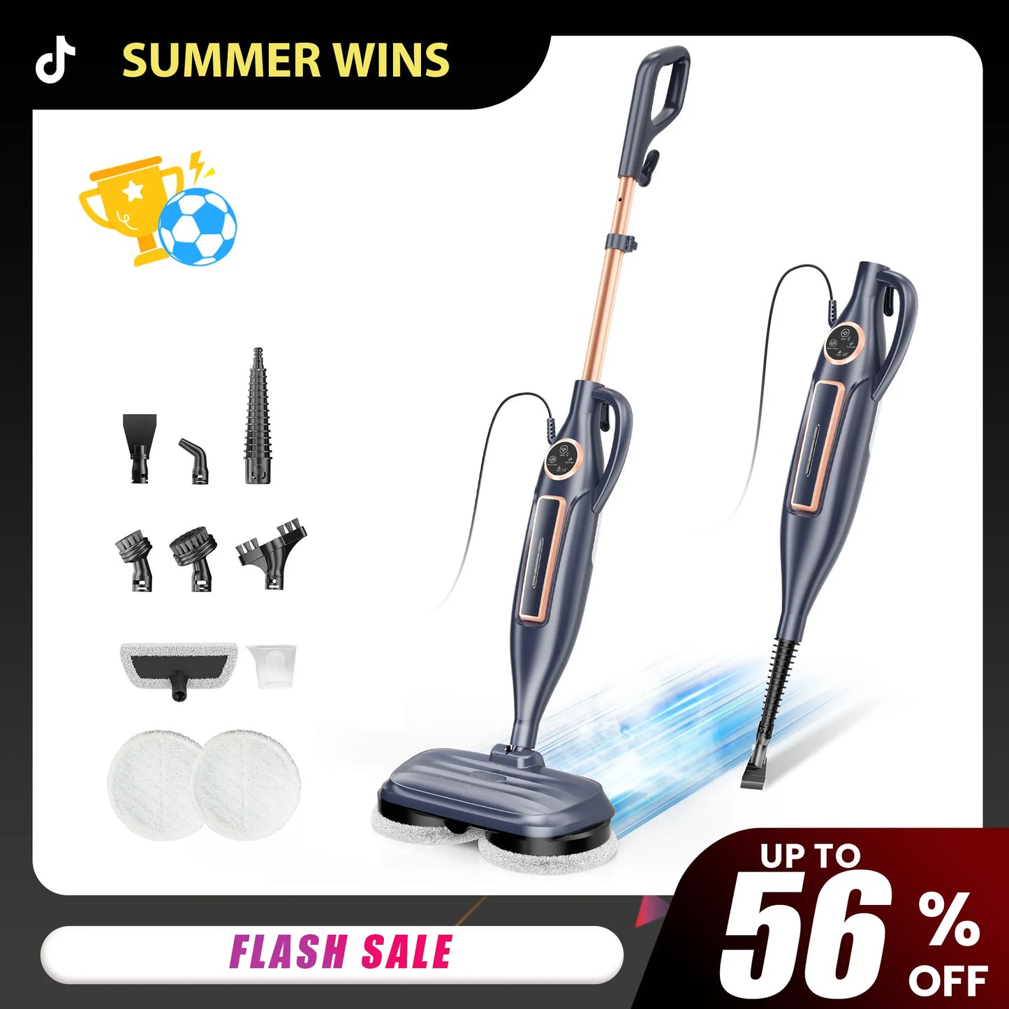 DEVOAC VM6 Electric Rotating Steam Mop & Household Steam Cleaner, All-in-One Steam Cleaning System with 3 Steam Settings, Fast Heat Technology, Ideal for Floor, Tile, Kitchen Surface, Cabinet, Gap and Daily Household Deep Clean