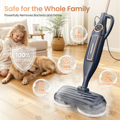 DEVOAC VM6 Electric Rotating Steam Mop & Household Steam Cleaner, All-in-One Steam Cleaning System with 3 Steam Settings, Fast Heat Technology, Ideal for Floor, Tile, Kitchen Surface, Cabinet, Gap and Daily Household Deep Clean