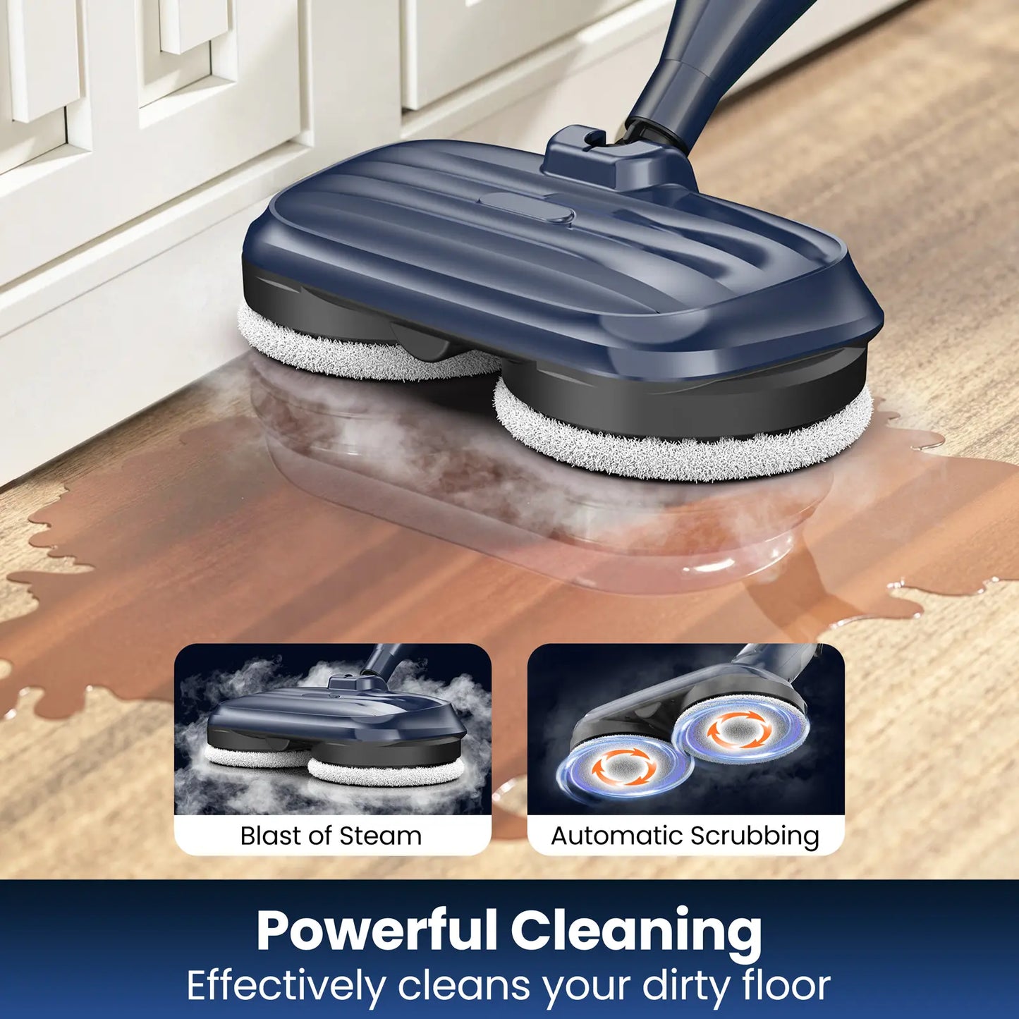 DEVOAC VM6 Electric Rotating Steam Mop & Household Steam Cleaner, All-in-One Steam Cleaning System with 3 Steam Settings, Fast Heat Technology, Ideal for Floor, Tile, Kitchen Surface, Cabinet, Gap and Daily Household Deep Clean