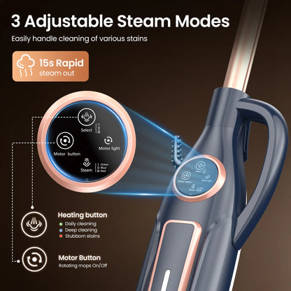 DEVOAC VM6 Electric Rotating Steam Mop & Household Steam Cleaner, All-in-One Steam Cleaning System with 3 Steam Settings, Fast Heat Technology, Ideal for Floor, Tile, Kitchen Surface, Cabinet, Gap and Daily Household Deep Clean