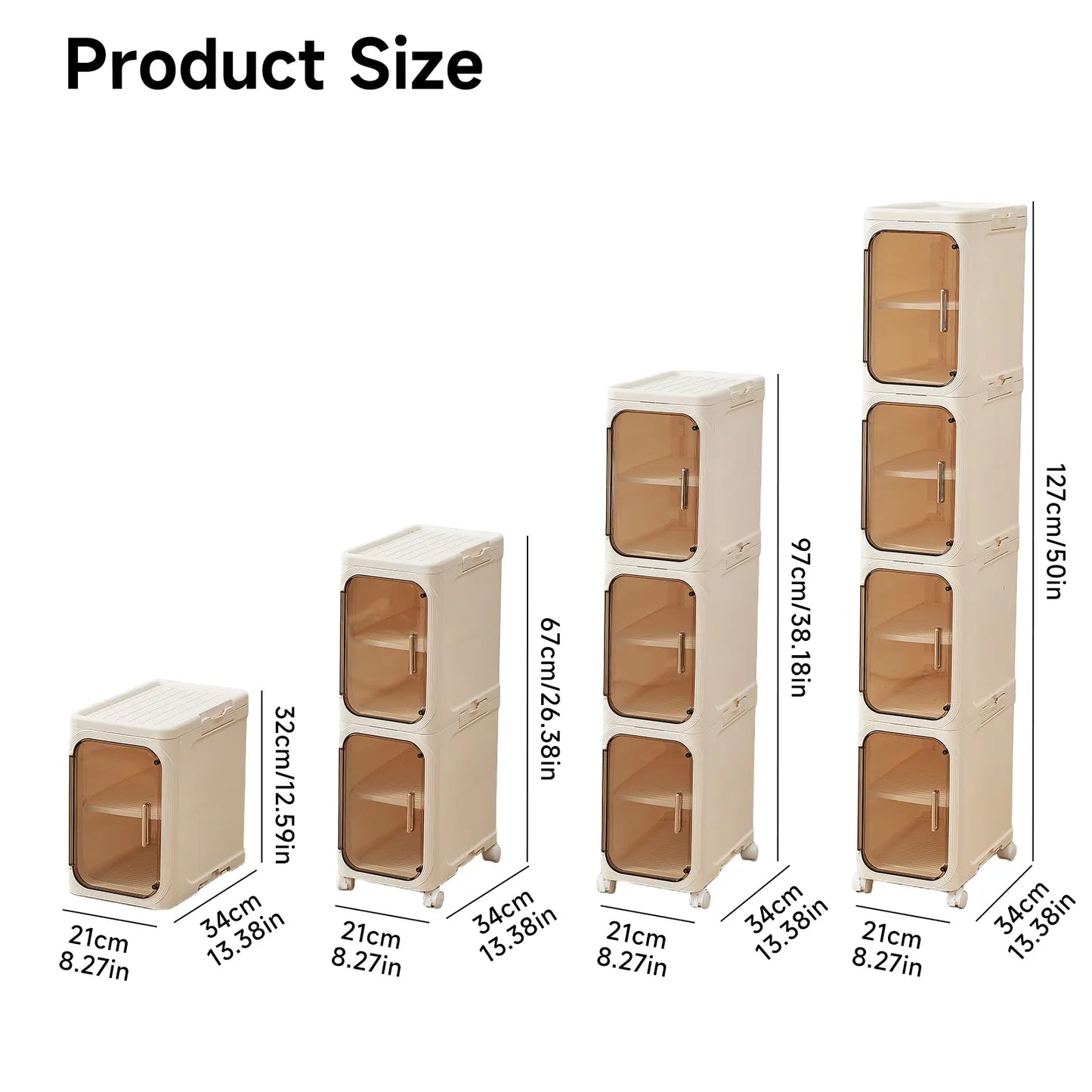 UFORU 4-Tier Tall Narrow Storage Cabinet, Plastic Slim Storage Organizer with Doors and Adjustable Shelves, Wheels, Stackable & Collapsible Storage Cabinet for Small Spaces, Bathroom, Kitchen FathersDayGift
